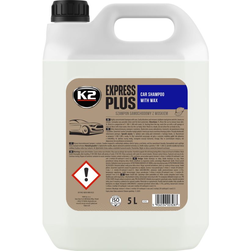 K2 Express plus 5L - Sampon auto cu ceara - K145 K2 Express plus 5L - Sampon auto cu ceara - Imagine produs K2 Auto Spumă & Detergent