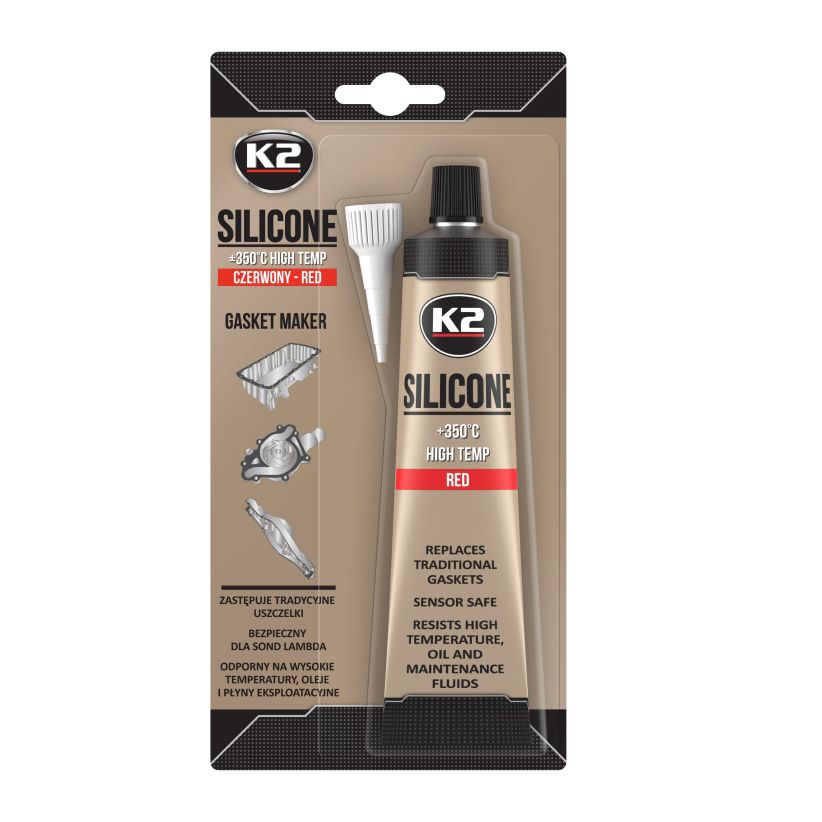 K2 Silicon etansare rosu 85gr. +350°C - B2400N K2 Silicon etansare rosu 85gr. +350°C - Imagine produs K2 Auto Adezivi & Etanșări