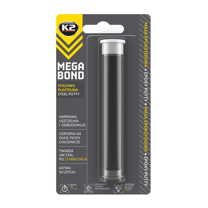 K2 Mega Bond 20gr. - Plastilină pentru oțel - B322 K2 Mega Bond 20gr. - Plastilină pentru oțel - Imagine produs K2 Auto Adezivi & Etanșări