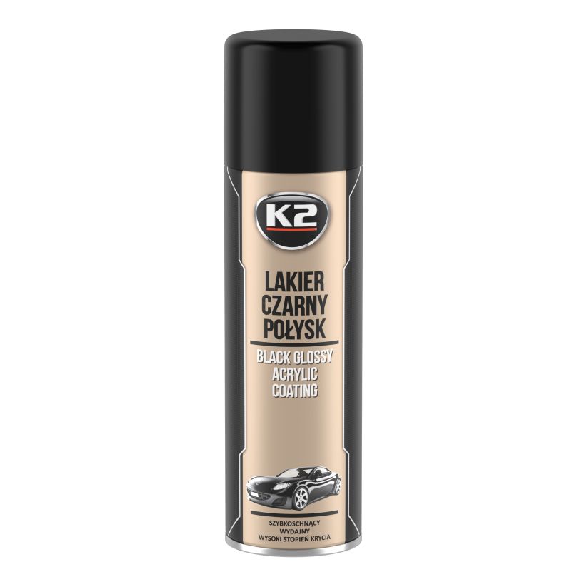 K2 Spray vopsea acrilică neagru lucios 500ml. - L341 K2 Spray vopsea acrilică neagru lucios 500ml. - Imagine produs K2 Auto Vopsele