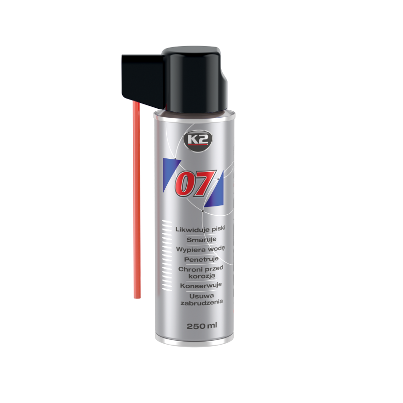 K2 07 250ml - Spray lubrifiant si penetrant - 0725 K2 07 250ml - Spray lubrifiant si penetrant - Imagine produs K2 Auto Lubrifianți & Degripanți & Degresanti