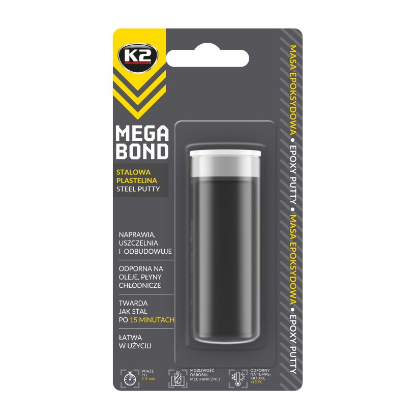 K2 Mega Bond 40gr. - Plastilină pentru oțel - B323 K2 Mega Bond 40gr. - Plastilină pentru oțel - Imagine produs K2 Auto Adezivi & Etanșări