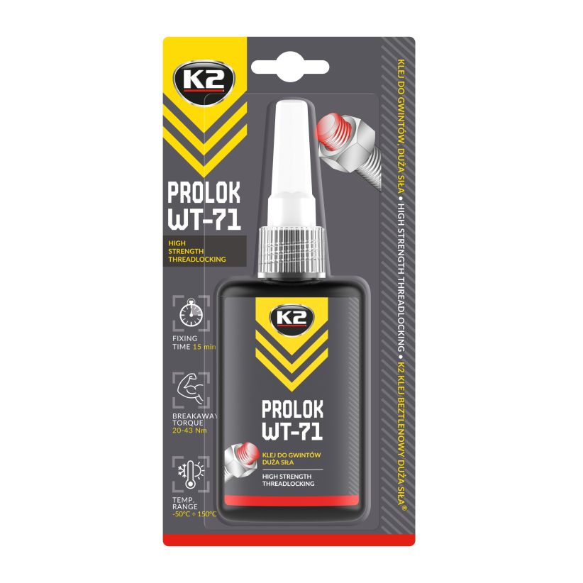 K2 Prolok WT-71 50g - Adeziv mediu-puternic blocare suruburi - WT71 K2 Prolok WT-71 50g - Adeziv mediu-puternic blocare suruburi - Imagine produs K2 Auto Adezivi & Etanșări
